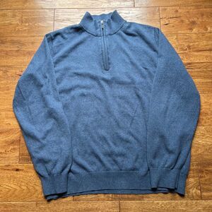 Quarter Zip Sweater Cotton Cashmere Blue LL Bean Men's XL Regular